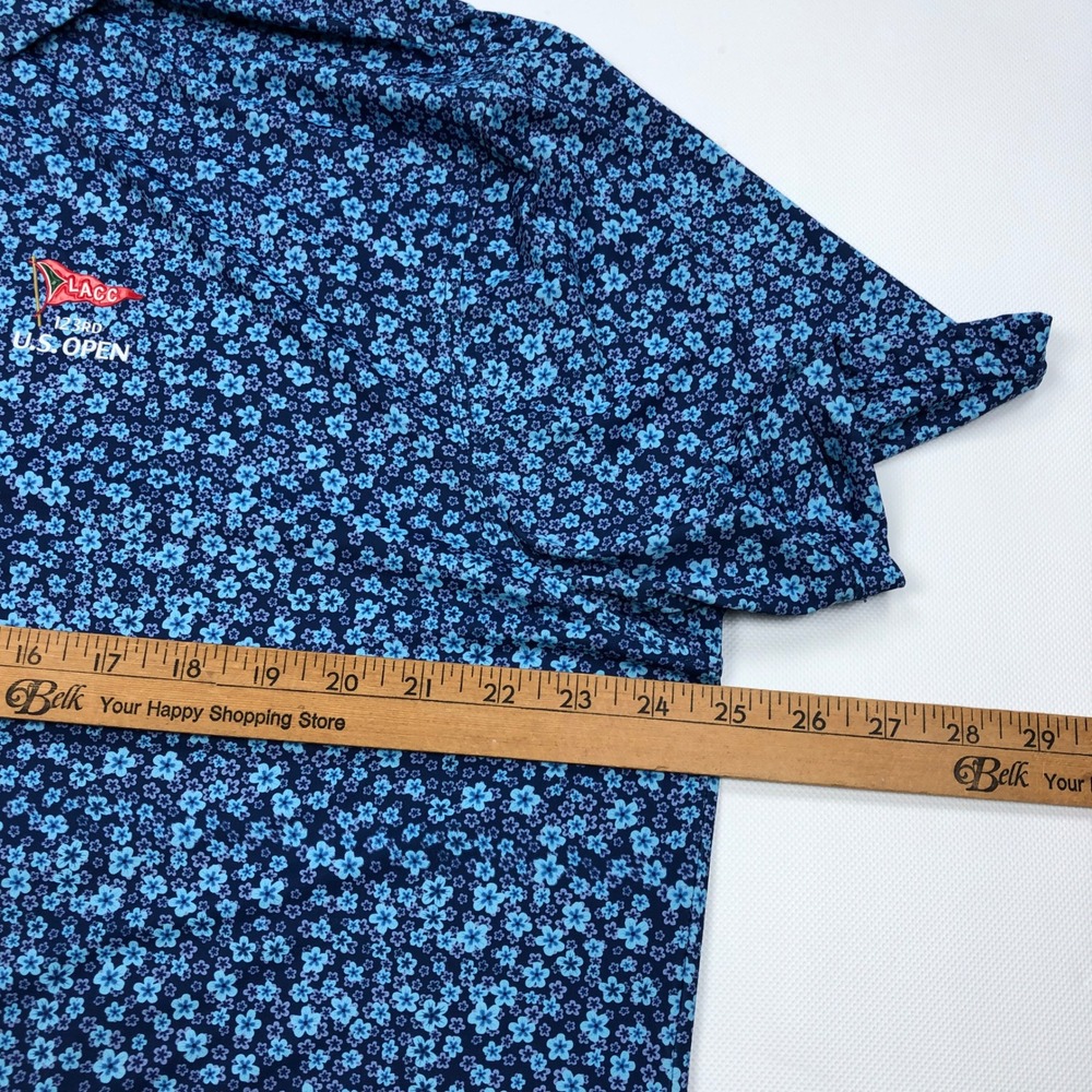 US Open LACC 123rd Golf Polo Shirt Mens XL Blue Floral Performance Short Sleeve - Picture 6 of 9